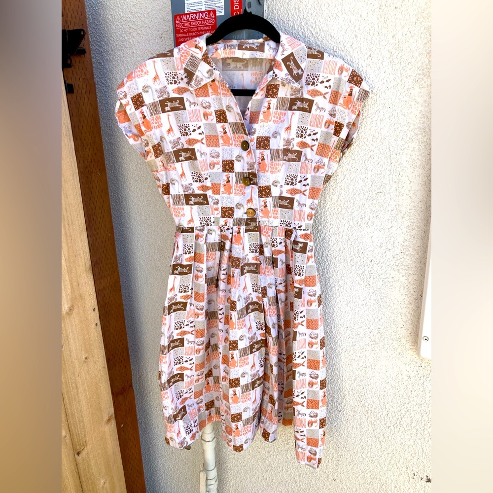 handmade vintage cotton safari print 1950s dress